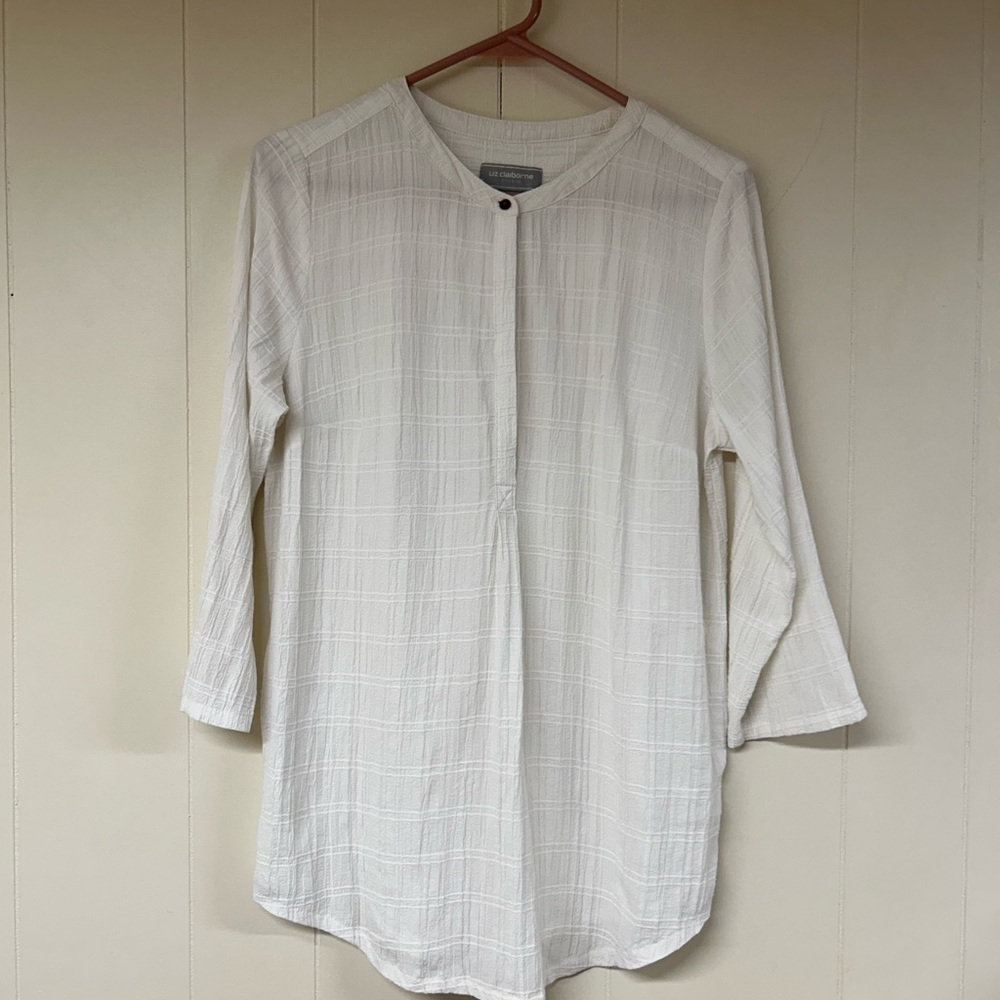 Liz Claiborne Womens Crinkle Rayon Polyester Tunic Size S, linen